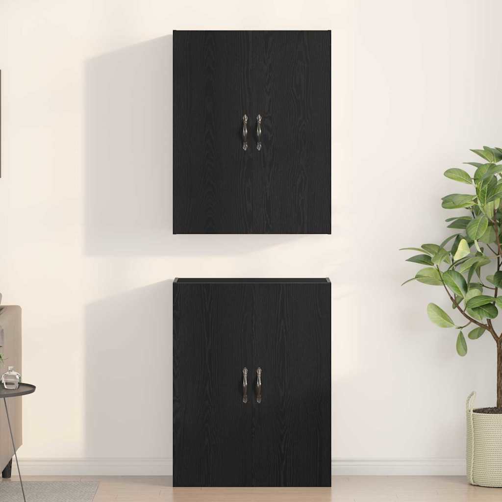 Wall Mounted Cabinet 2 pcs Black oak 69.5 x 34 x 90 cm