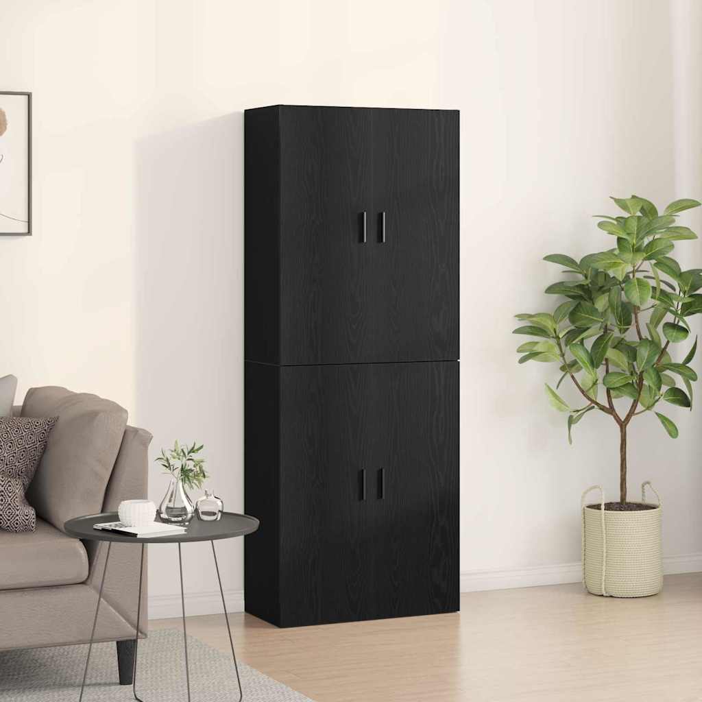 Wall Mounted Cabinet 2 pcs Black oak 69.5 x 34 x 90 cm