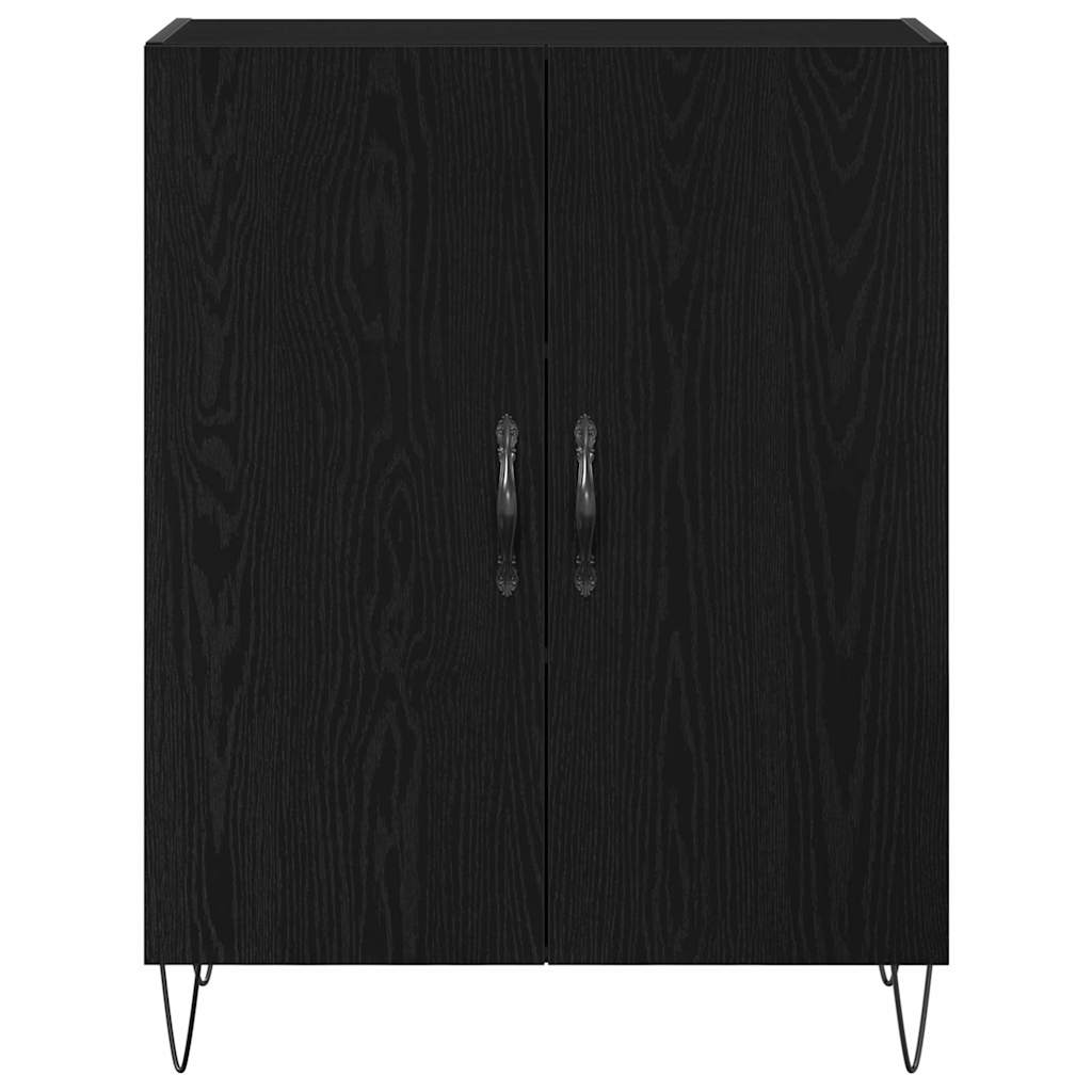 Highboard Wall-mounted 2 pcs Black oak Engineered Wood