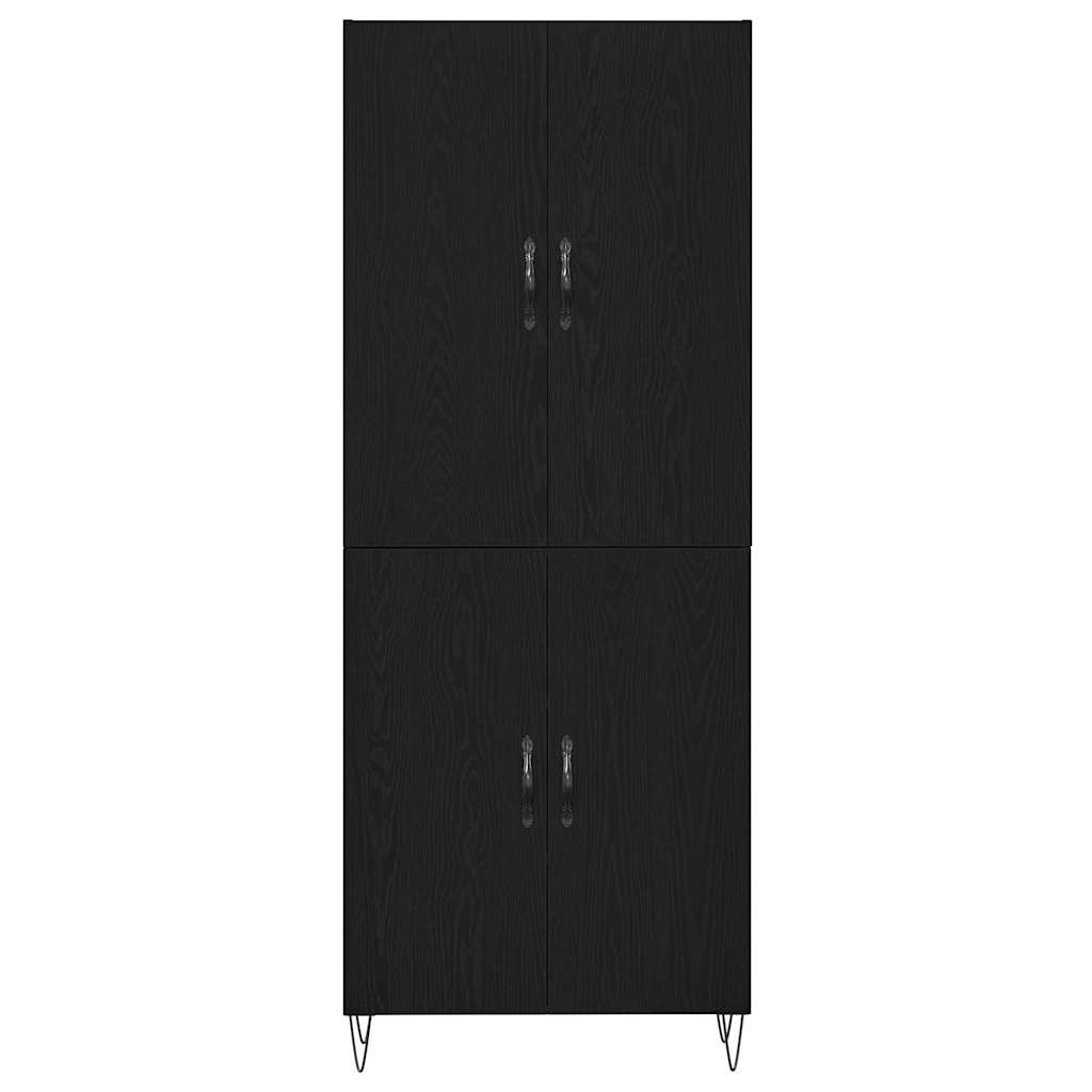 Highboard Wall-mounted 2 pcs Black oak Engineered Wood