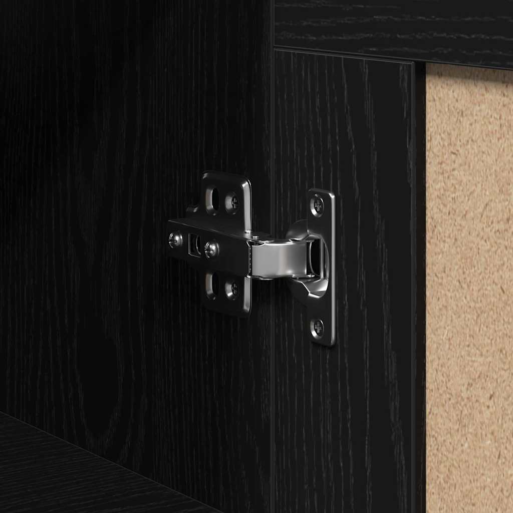 Highboard Wall-mounted 2 pcs Black oak Engineered Wood