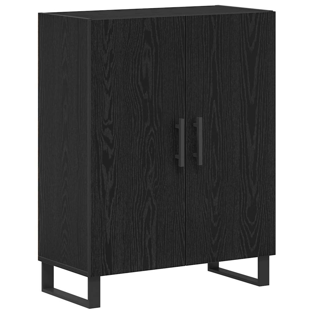 Highboard Wall-mounted 2 pcs Black oak Engineered Wood
