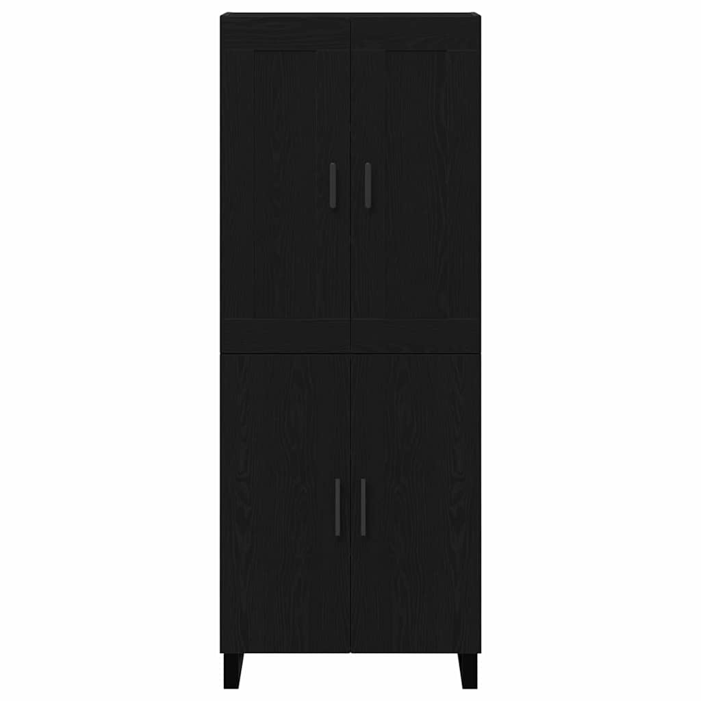 Highboard Wall-mounted 2 pcs Black oak Engineered Wood