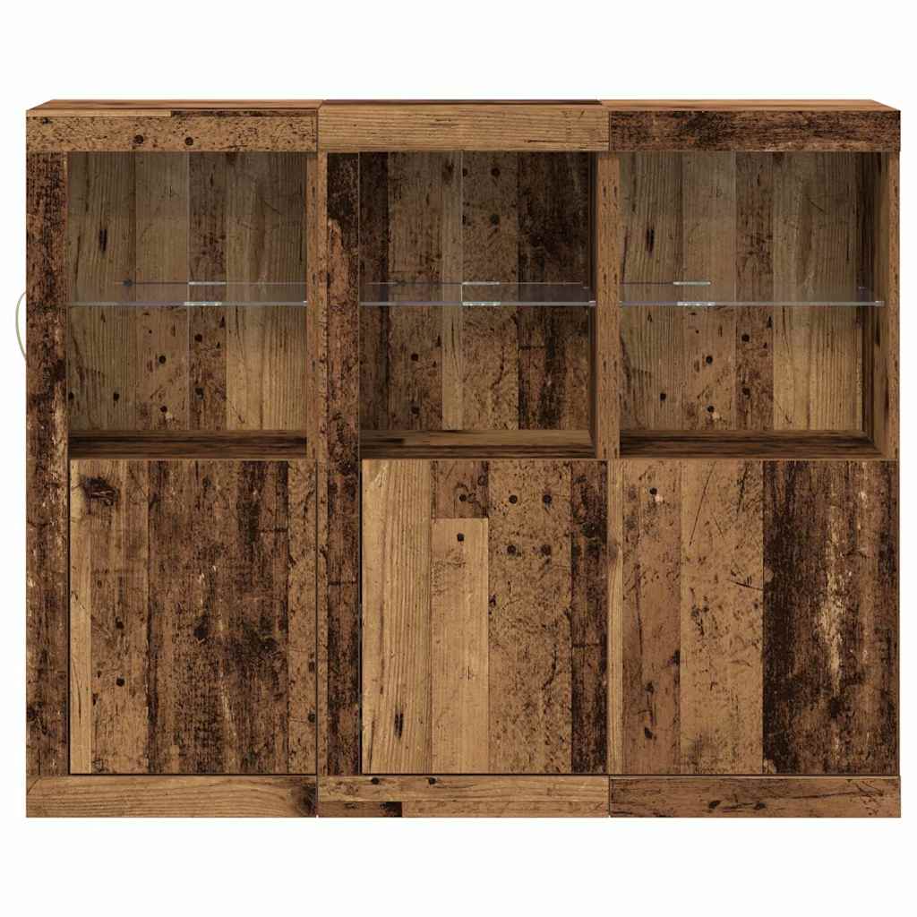 Sideboard 3 pcs Old wood 123 x 37 x 100 cm Engineered wood