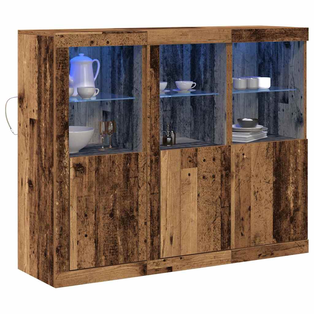 Sideboard 3 pcs Old wood 123 x 37 x 100 cm Engineered wood