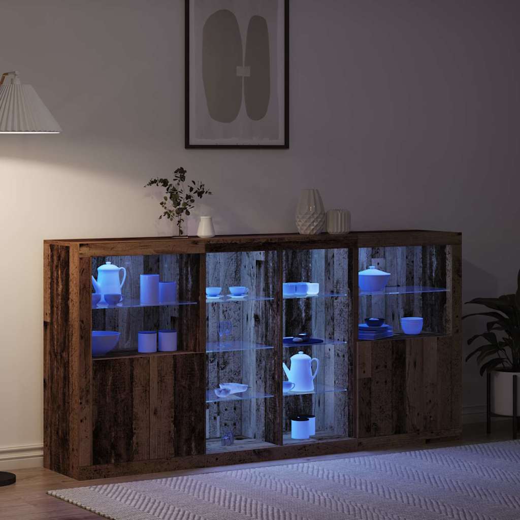 Sideboard 3 pcs Old wood 202 x 37 x 100 cm Engineered wood