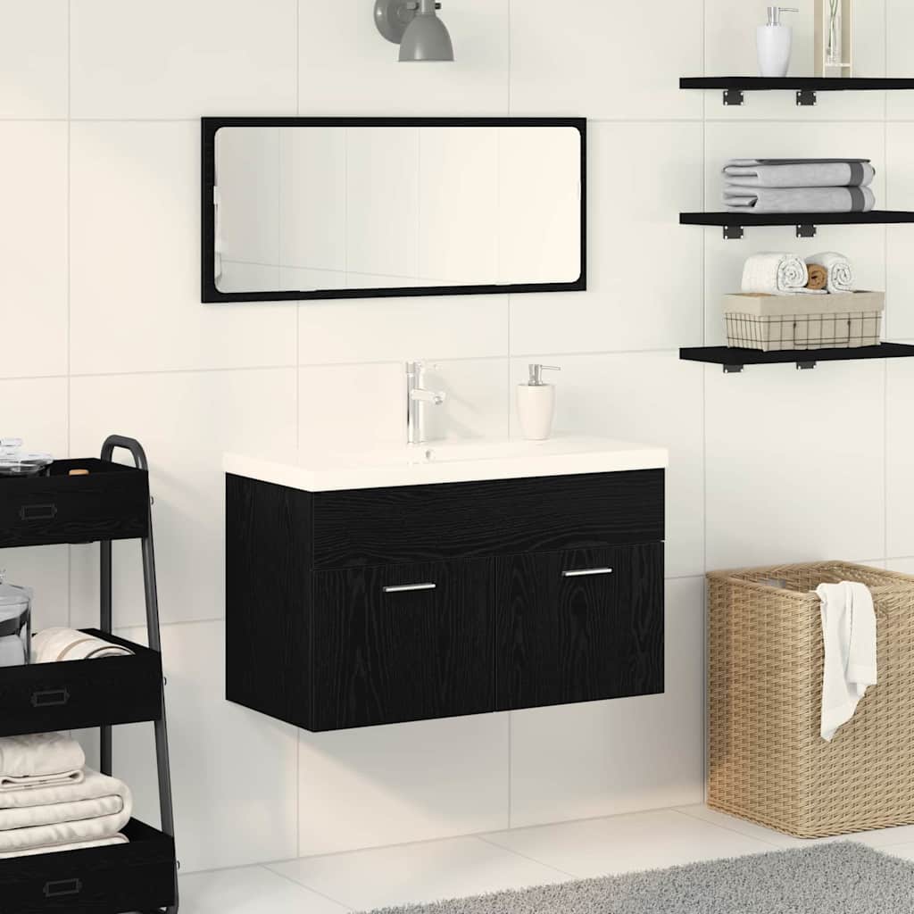 Sink cabinet Black Oak 90 x 38.5 x 46 cm Engineered wood