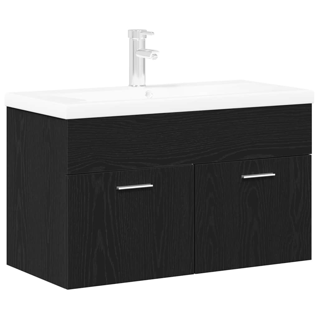 Sink cabinet Black oak 80 x 38.5 x 46 cm Engineered wood