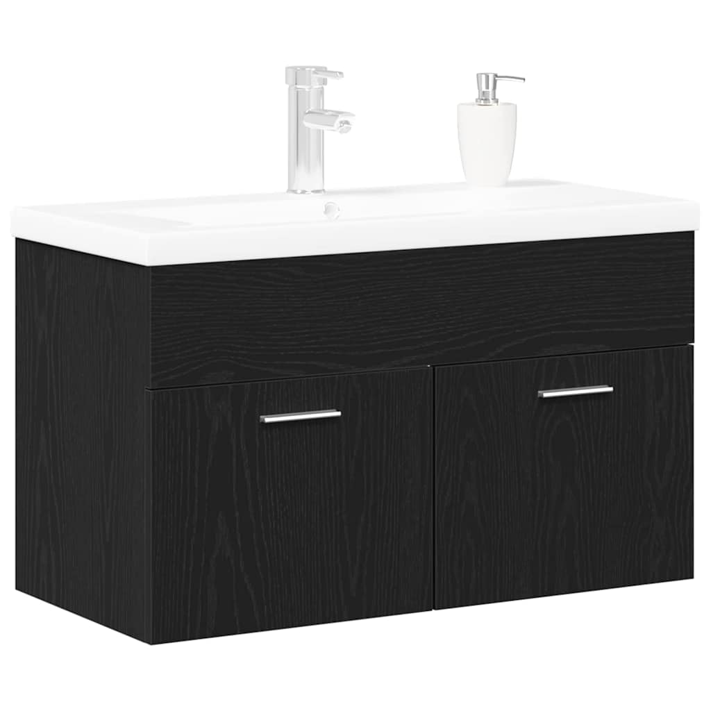 Sink cabinet Black oak 80 x 38.5 x 46 cm Engineered wood