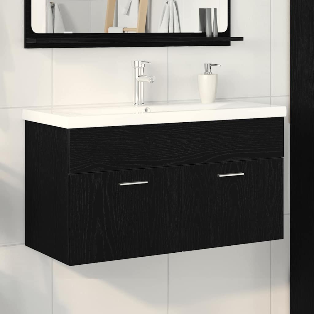 Sink cabinet Black Oak 90 x 38.5 x 46 cm Engineered wood