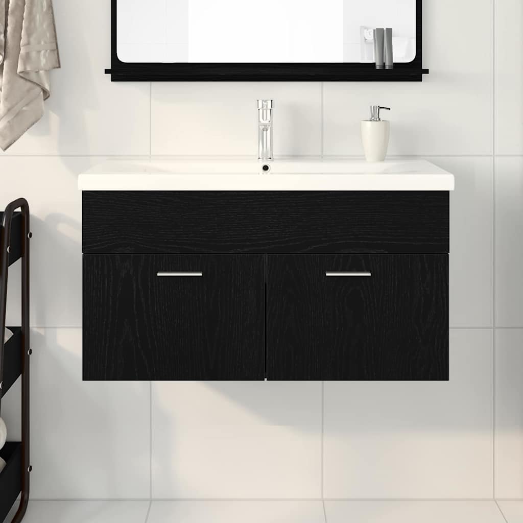 Sink cabinet Black Oak 90 x 38.5 x 46 cm Engineered wood