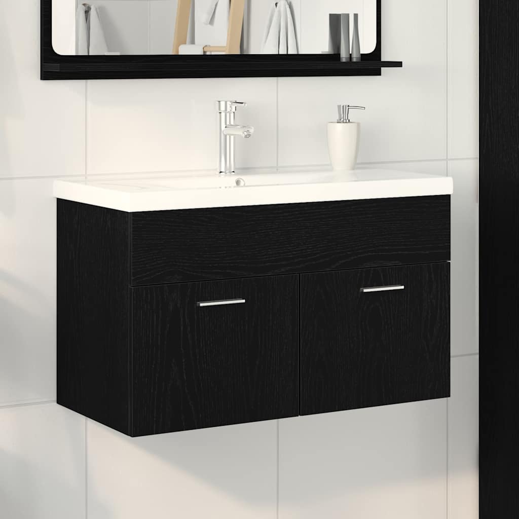 Sink cabinet Black Oak 80 x 38.5 x 46 cm Engineered wood