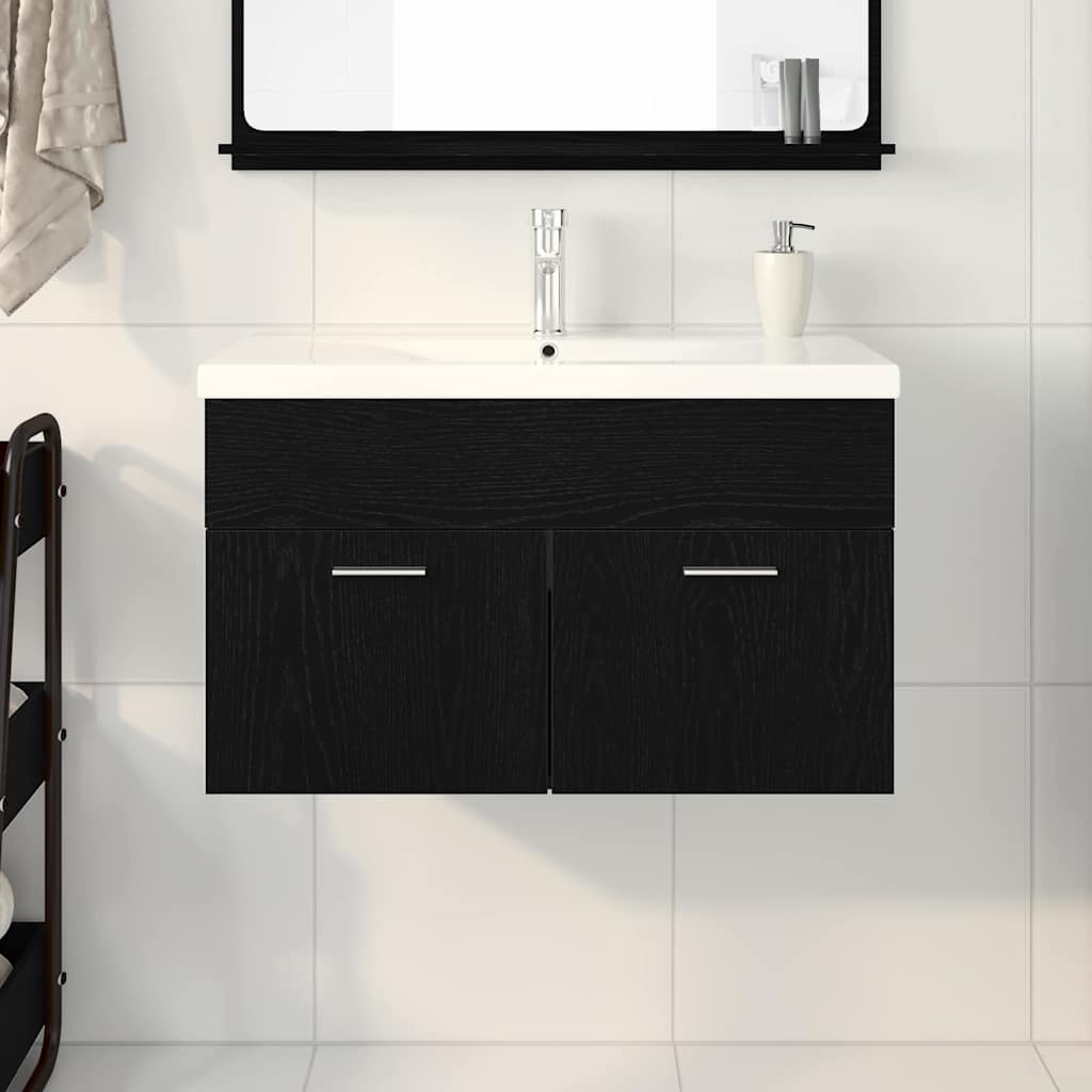 Sink cabinet Black Oak 80 x 38.5 x 46 cm Engineered wood