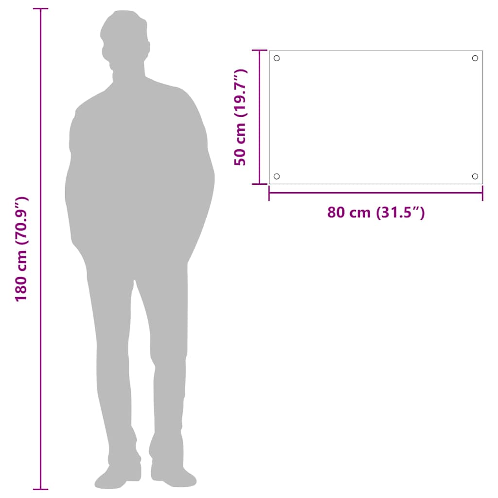 Kitchen Backsplash Light grey 80 x 50 x 0.6 cm Tempered Glass