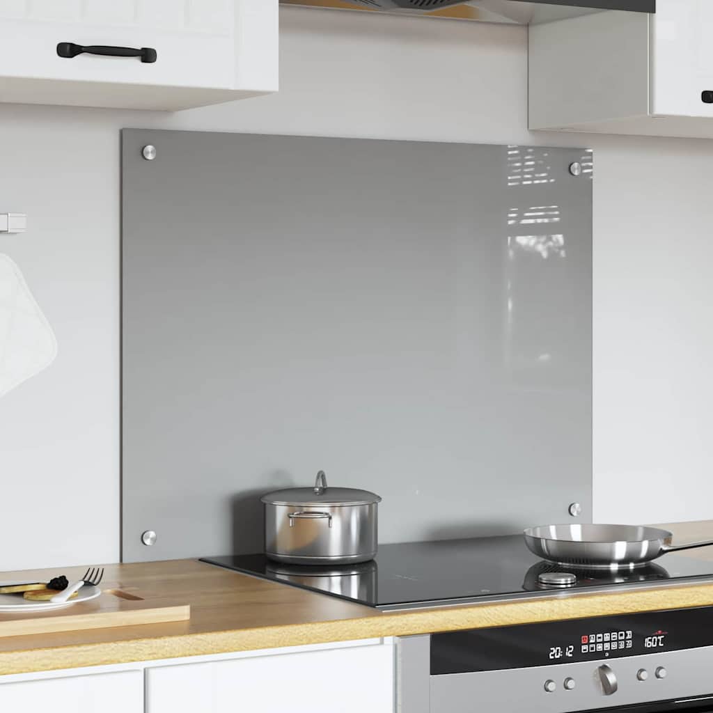 Kitchen Backsplash Light grey 80 x 60 x 0.6 cm Tempered Glass