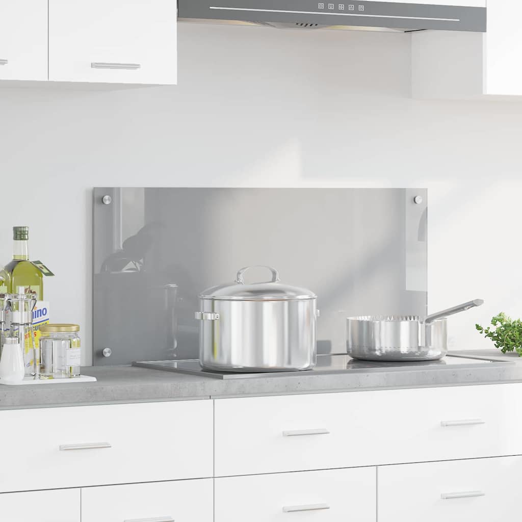 Kitchen Backsplash Light grey 90 x 40 x 0.6 cm Tempered Glass