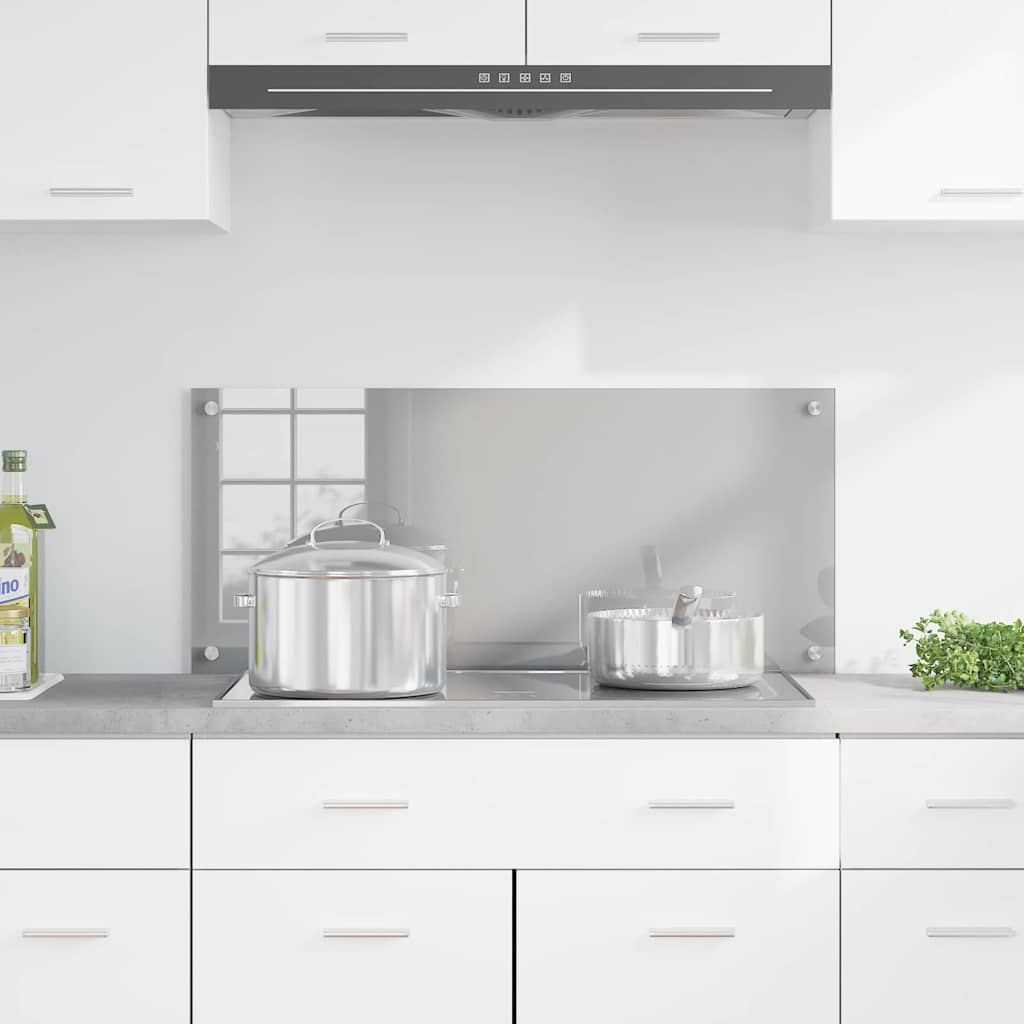 Kitchen Backsplash Light grey 90 x 40 x 0.6 cm Tempered Glass
