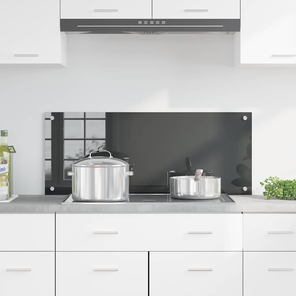 Kitchen Backsplash Dark grey 100 x 40 x 0.6 cm Tempered Glass