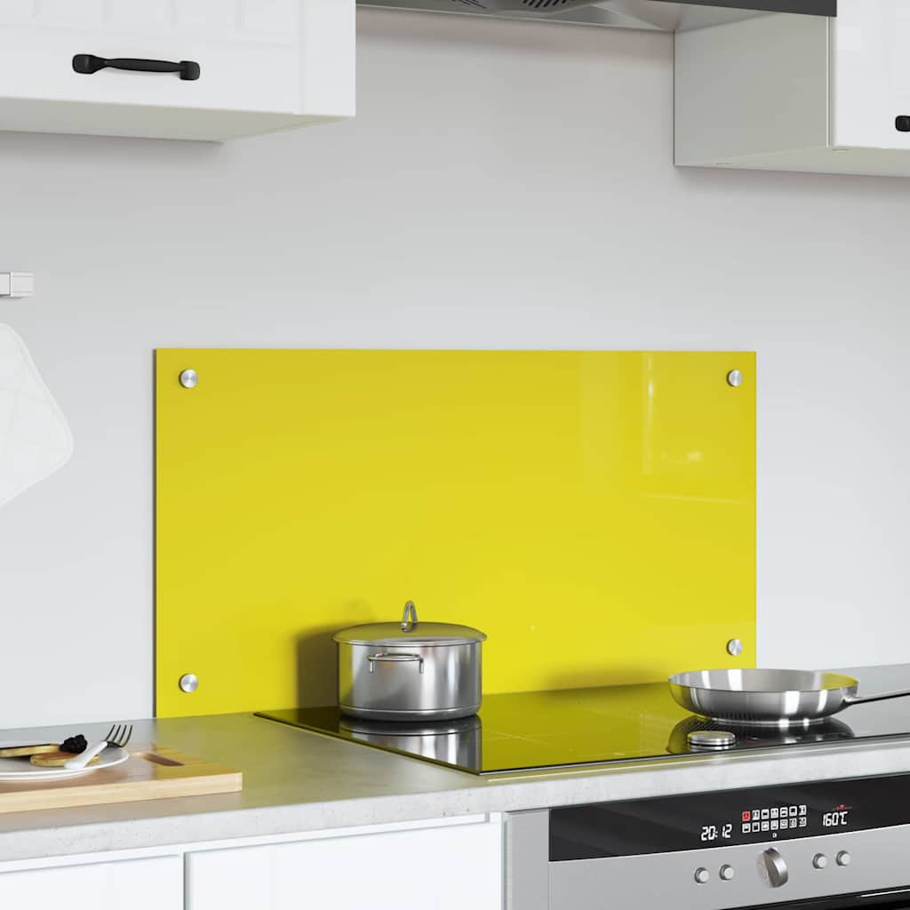 Kitchen Backsplash Yellow 80 x 40 x 0.6 cm Tempered Glass