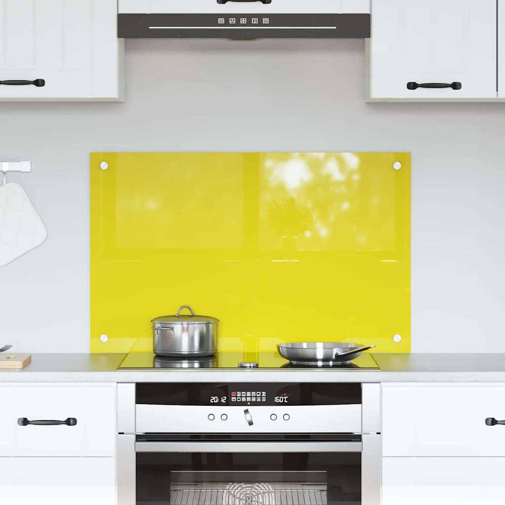 Kitchen Backsplash Yellow 80 x 50 x 0.6 cm Tempered Glass