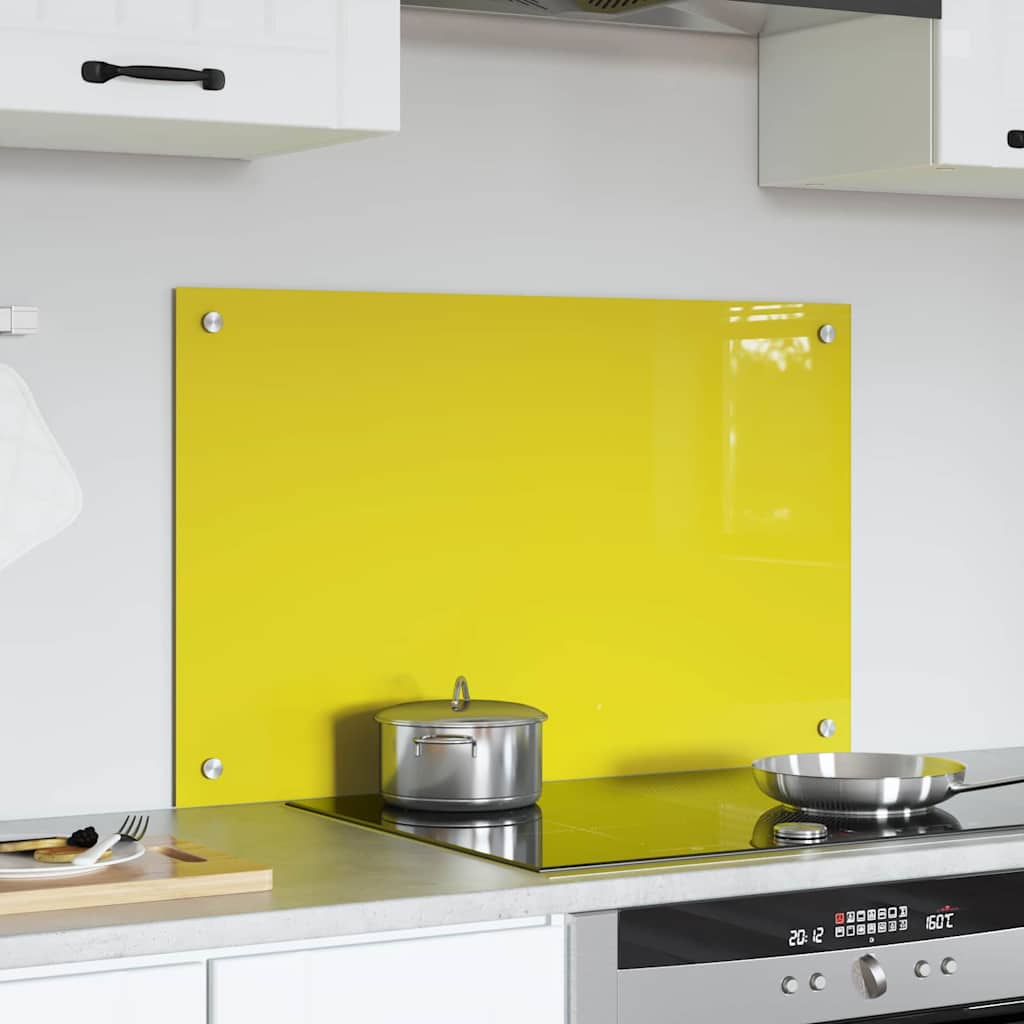 Kitchen Backsplash Yellow 80 x 50 x 0.6 cm Tempered Glass