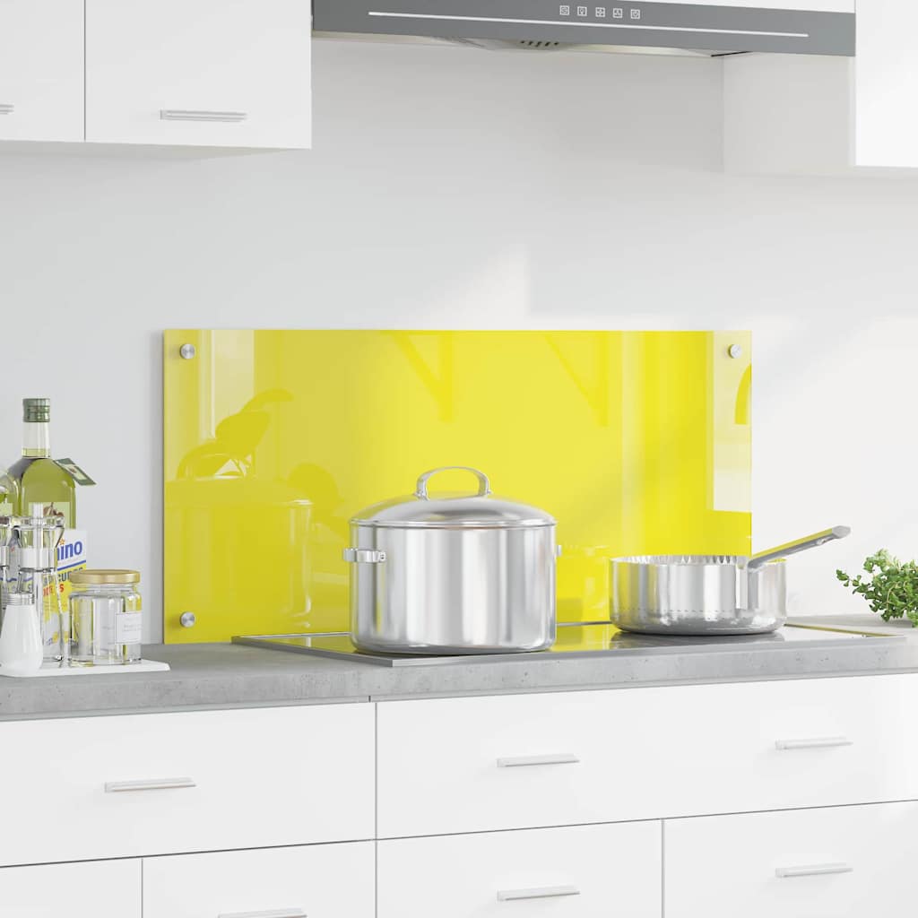 Kitchen Backsplash Yellow 90 x 40 x 0.6 cm Tempered Glass