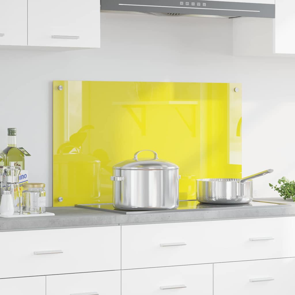 Kitchen Backsplash Yellow 90 x 50 x 0.6 cm Tempered Glass