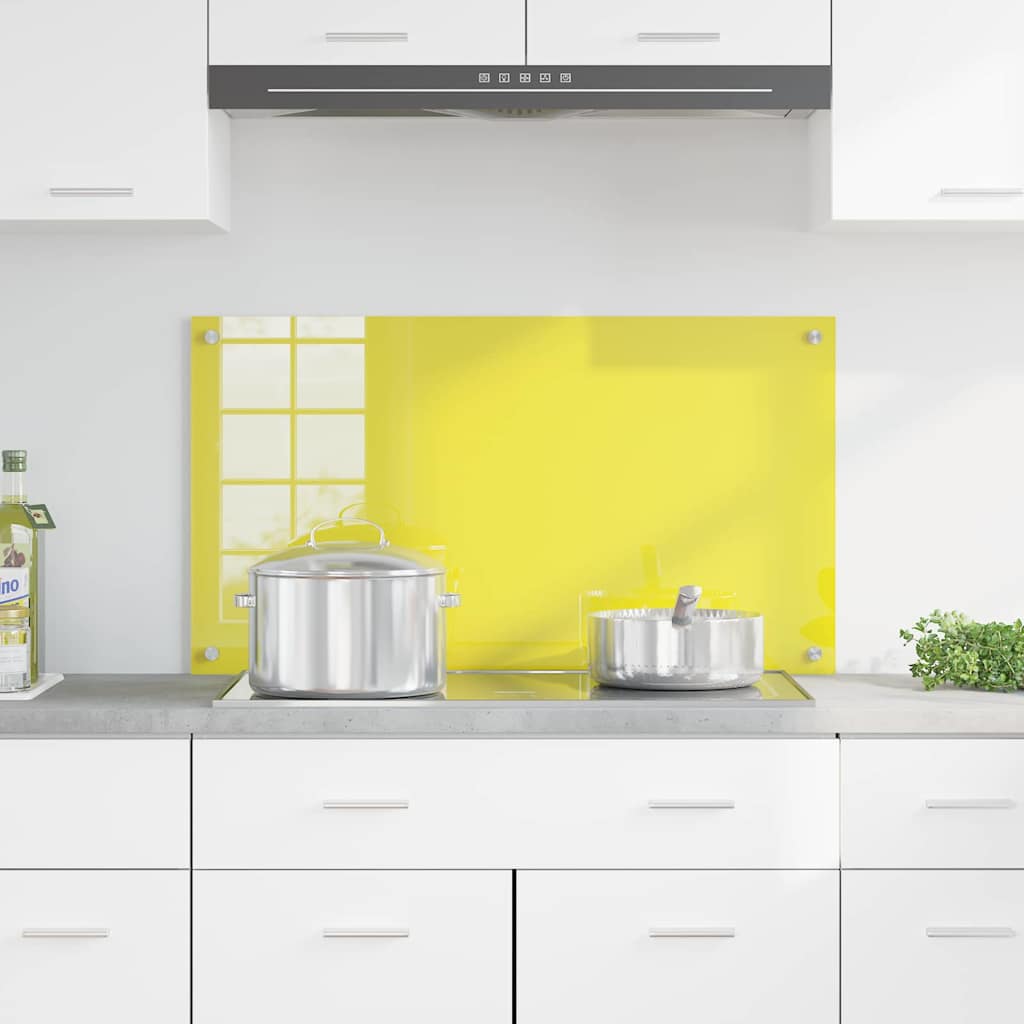 Kitchen Backsplash Yellow 90 x 50 x 0.6 cm Tempered Glass