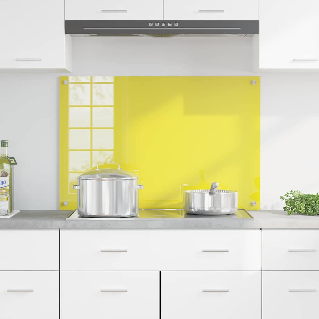 Kitchen Backsplash Yellow 90 x 60 x 0.6 cm Tempered Glass