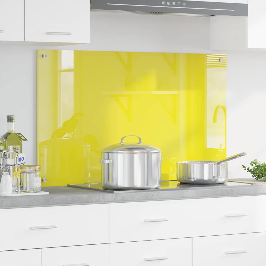 Kitchen Backsplash Yellow 100 x 60 x 0.6 cm Tempered Glass