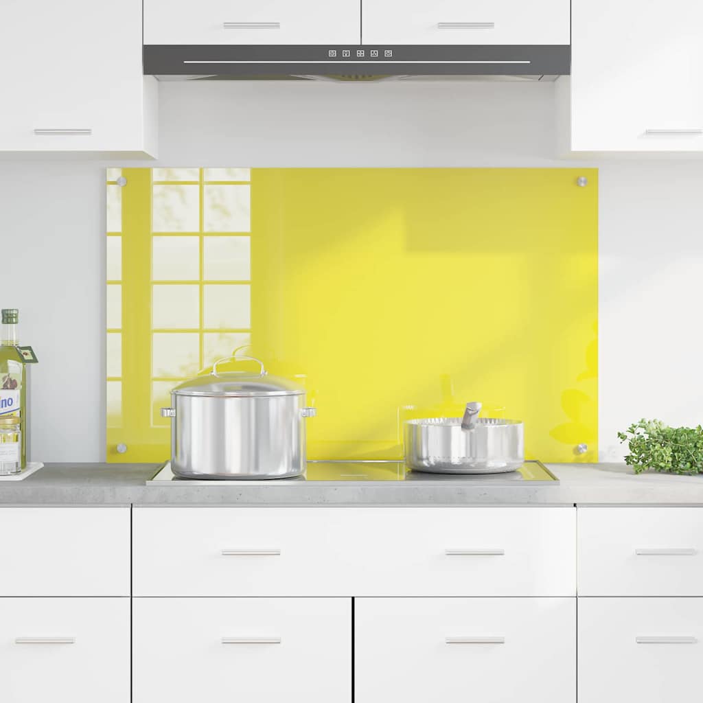 Kitchen Backsplash Yellow 100 x 60 x 0.6 cm Tempered Glass