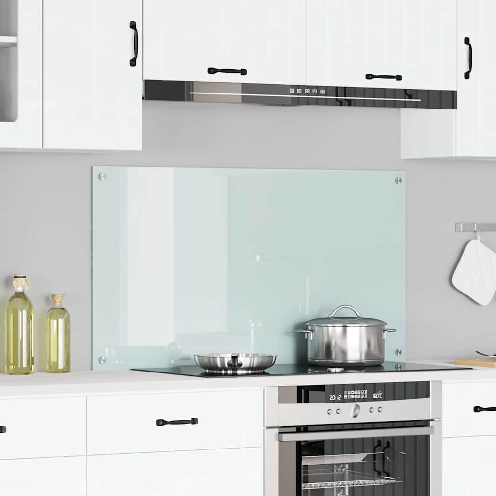 Kitchen Backsplash White 110 x 60 x 0.6 cm Tempered Glass