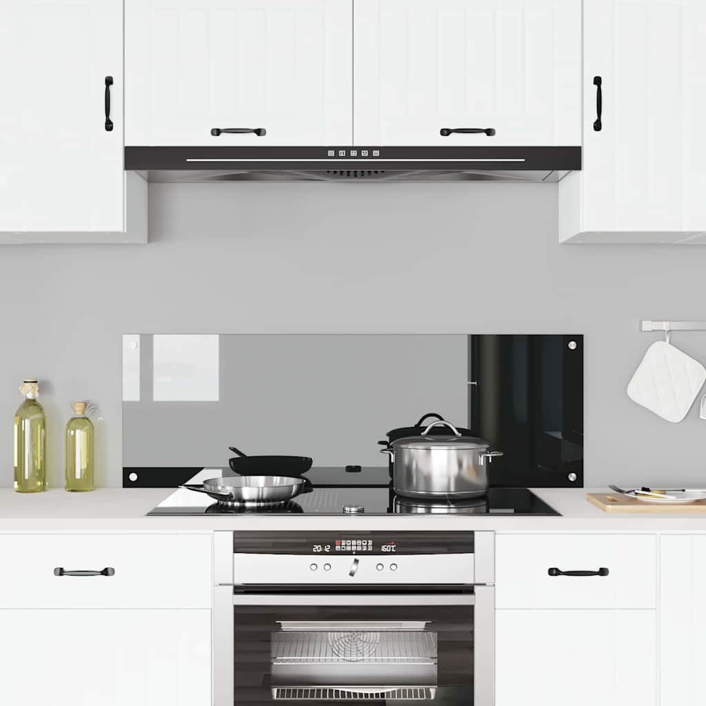 Kitchen Backsplash Black 120 x 40 x 0.6 cm Tempered Glass