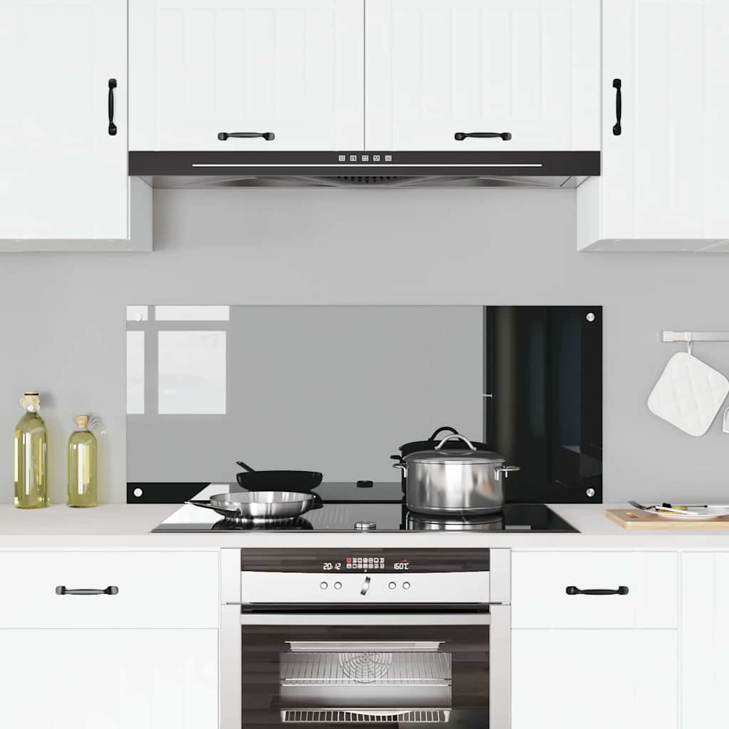 Kitchen Backsplash Black 120 x 50 x 0.6 cm Tempered Glass