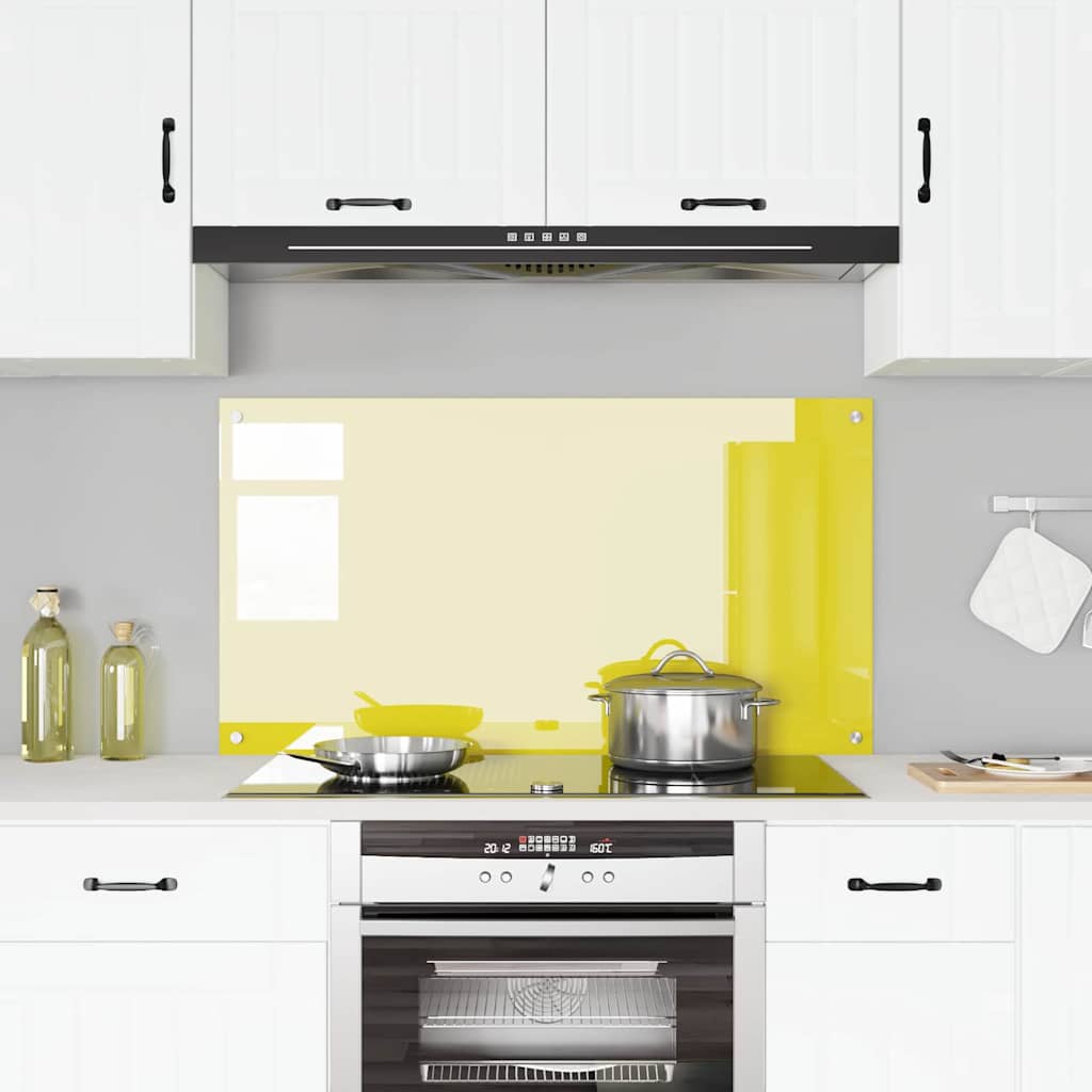 Kitchen Backsplash Yellow 110 x 60 x 0.6 cm Tempered Glass
