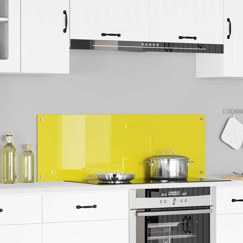 Kitchen Backsplash Yellow 120 x 40 x 0.6 cm Tempered Glass