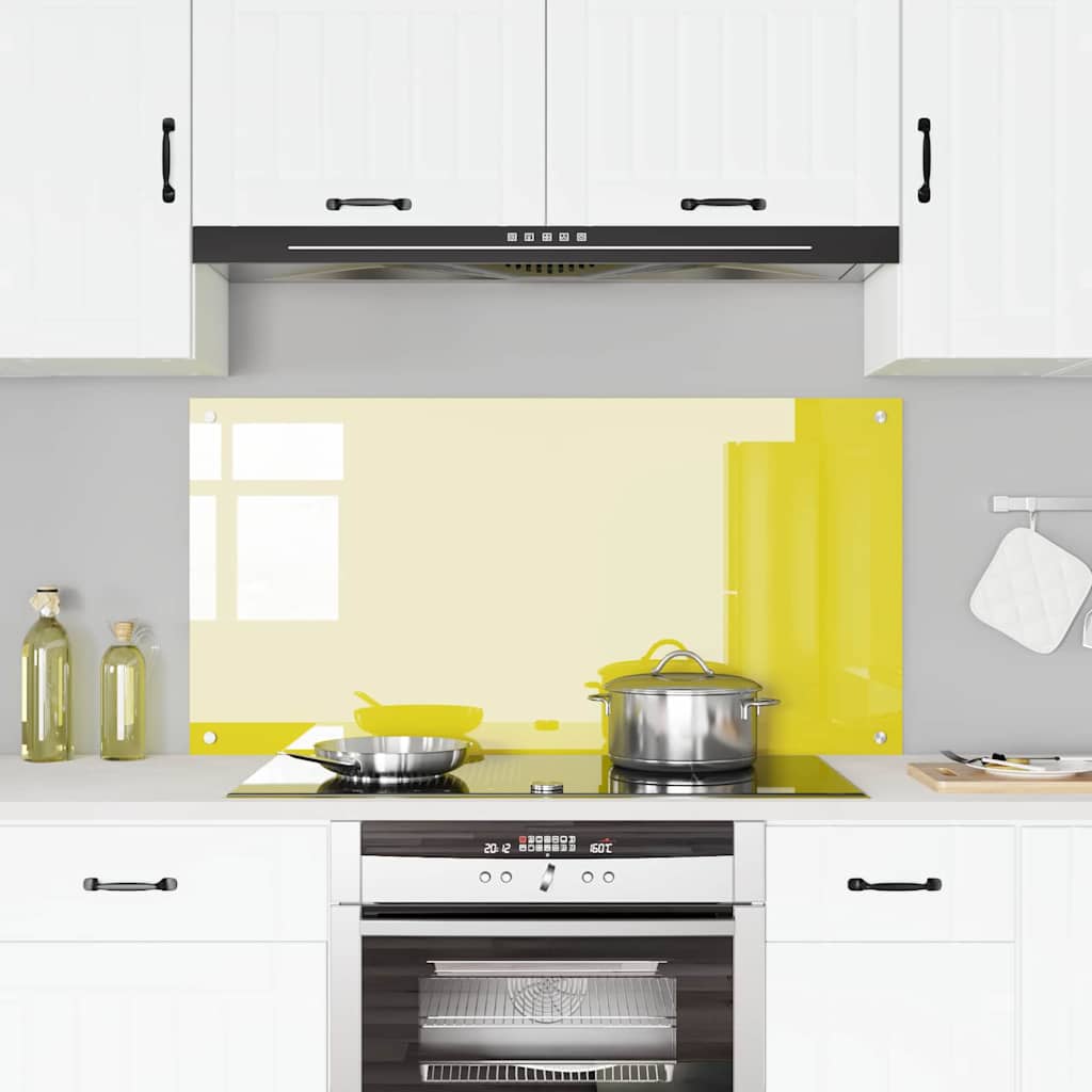 Kitchen Backsplash Yellow 120 x 60 x 0.6 cm Tempered Glass