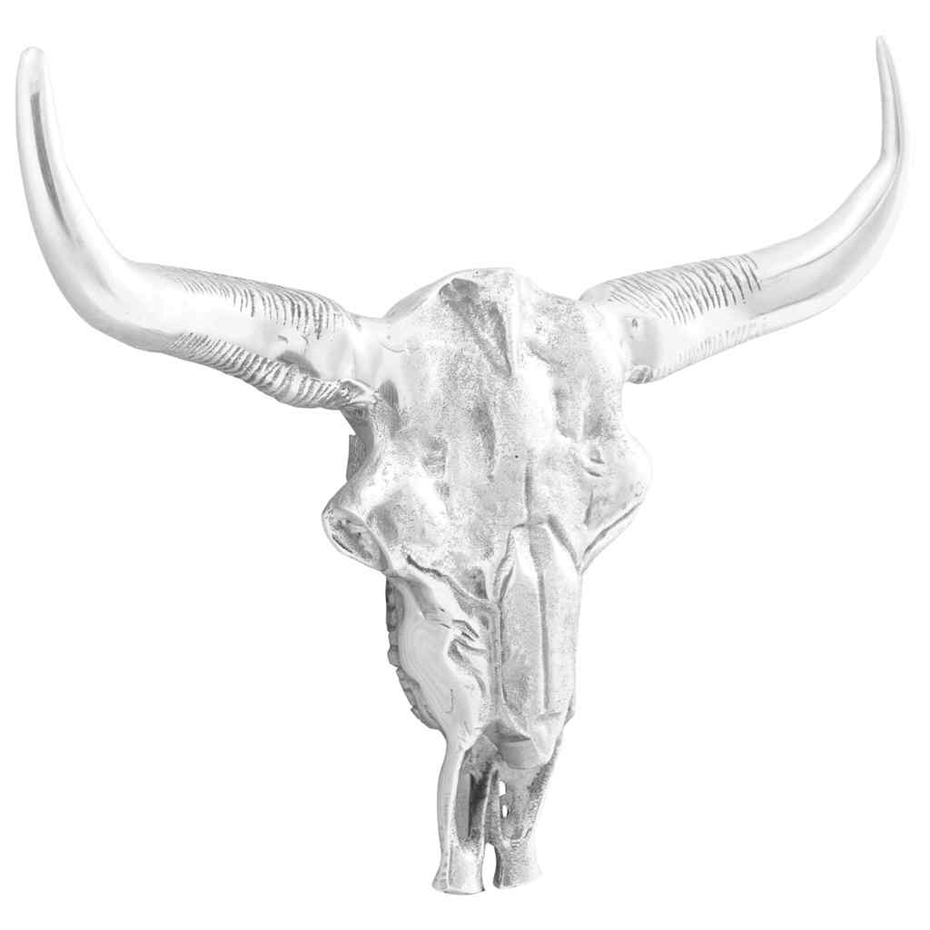 Bull Skull Silver 53 x 11 x 40 cm Aluminium