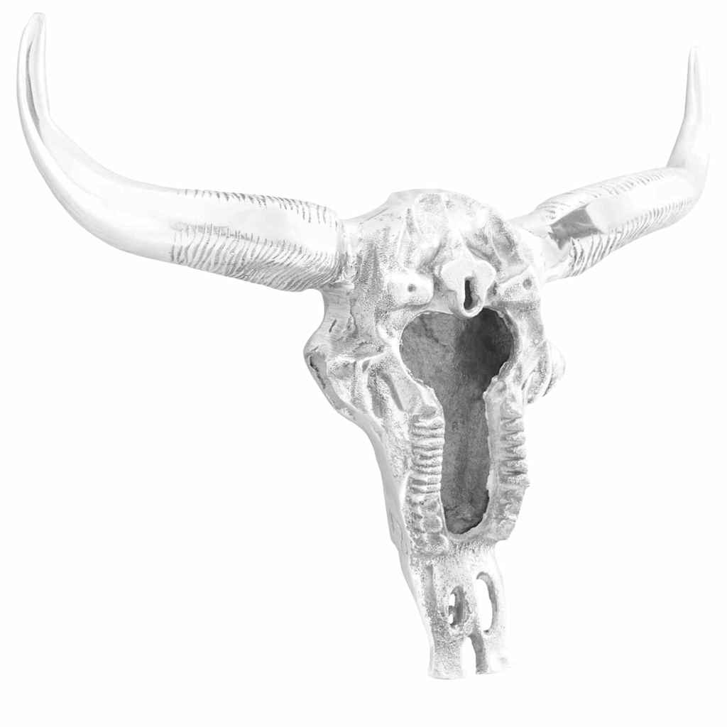 Bull Skull Silver 53 x 11 x 40 cm Aluminium