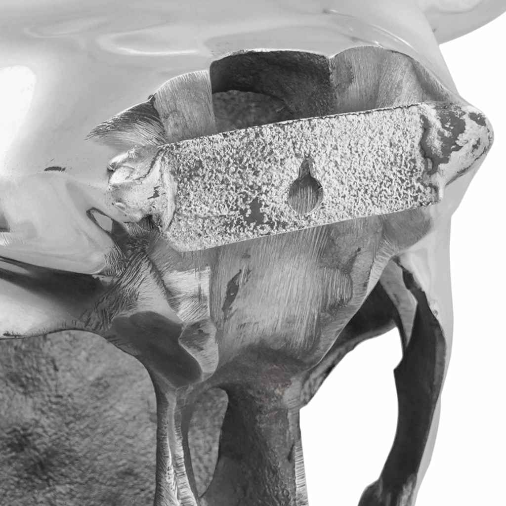 Bull Skull Silver 34 x 13 x 53 cm Aluminium