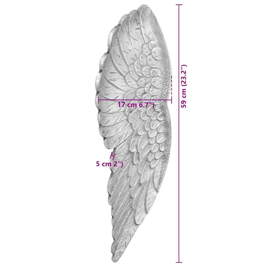 Wings Sculpture Silver 17 x 5 x 59 cm Aluminium