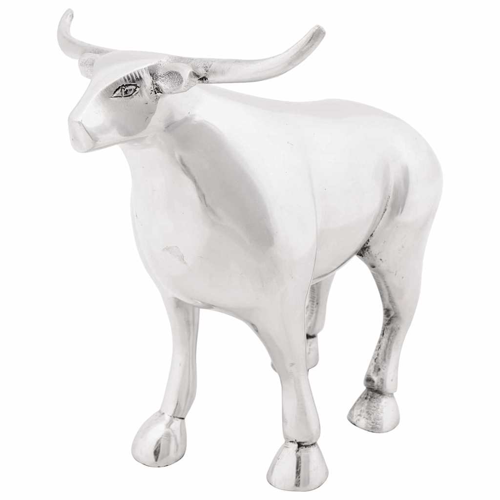 Bull Sculpture Silver 20 x 17 x 23 cm Aluminium