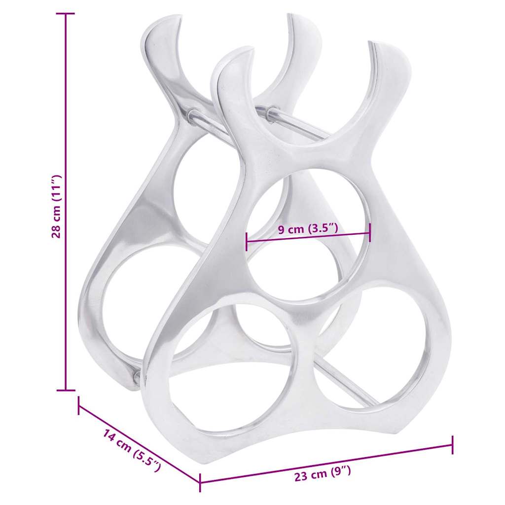 Wine Rack Silver 23 x 14 x 28 cm Aluminium