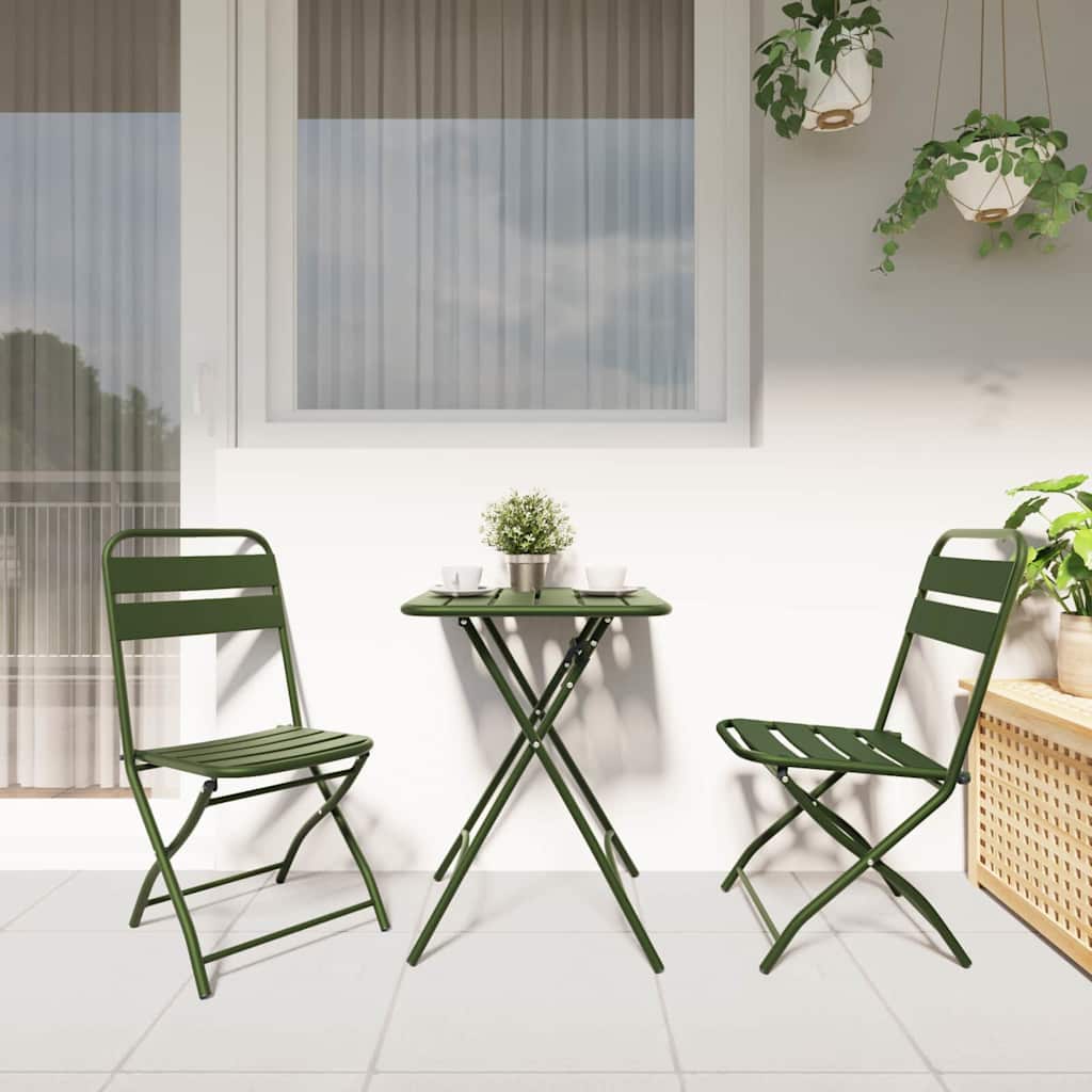 Garden Folding Chair Folding 2 pcs Green 55 x 56.5 x 91cm Steel