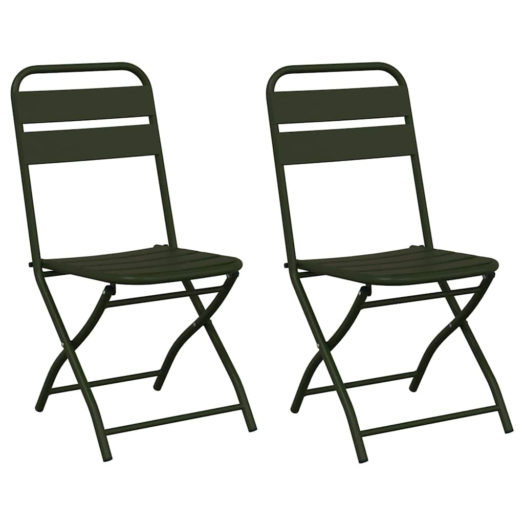 Garden Folding Chair Folding 2 pcs Green 55 x 56.5 x 91cm Steel