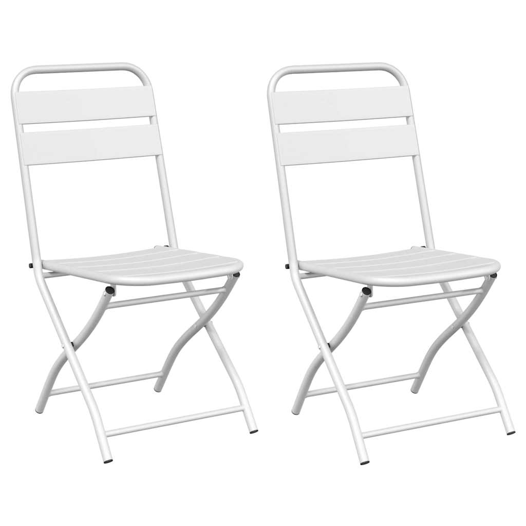 Garden Folding Chair Folding 2 pcs White 55 x 56.5 x 91cm Steel