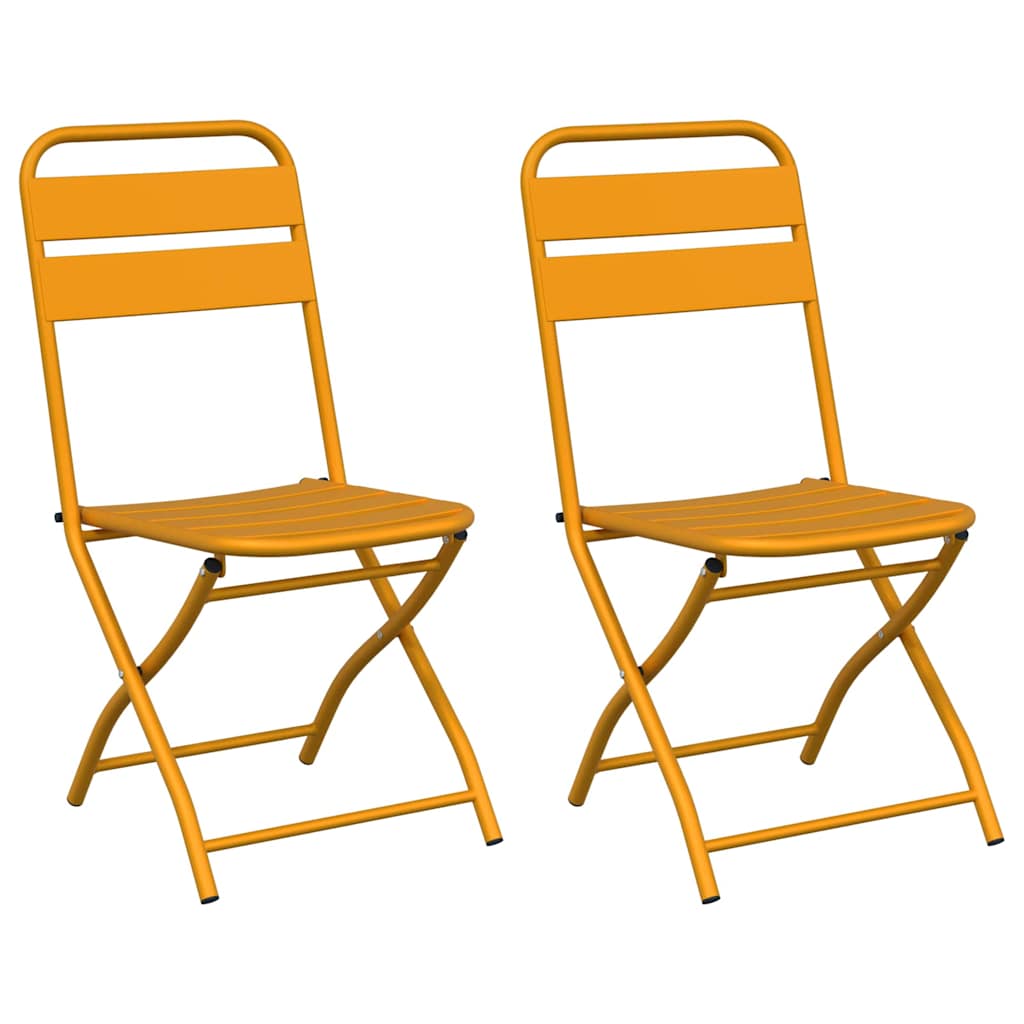 Garden Folding Chair 2 pcs Mustard 55 x 56.5 x 91cm Steel