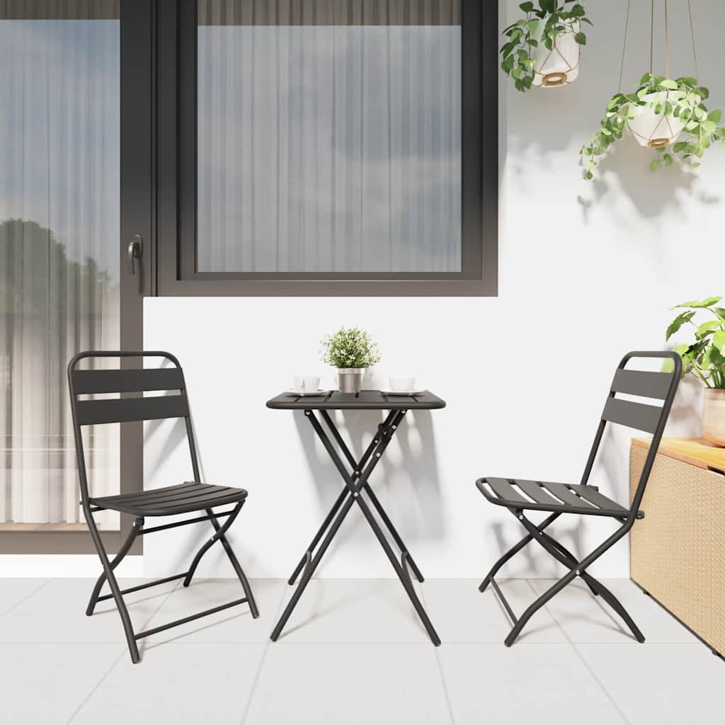Garden Folding Chair 2 pcs Anthracite 55 x 56.5 x 91cm Steel