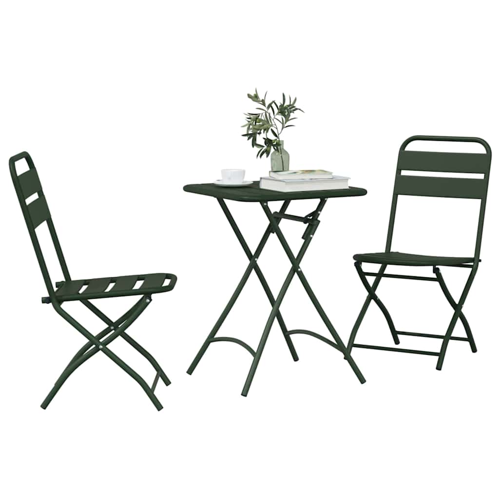 Bistro Set 3 pcs Dark green Steel