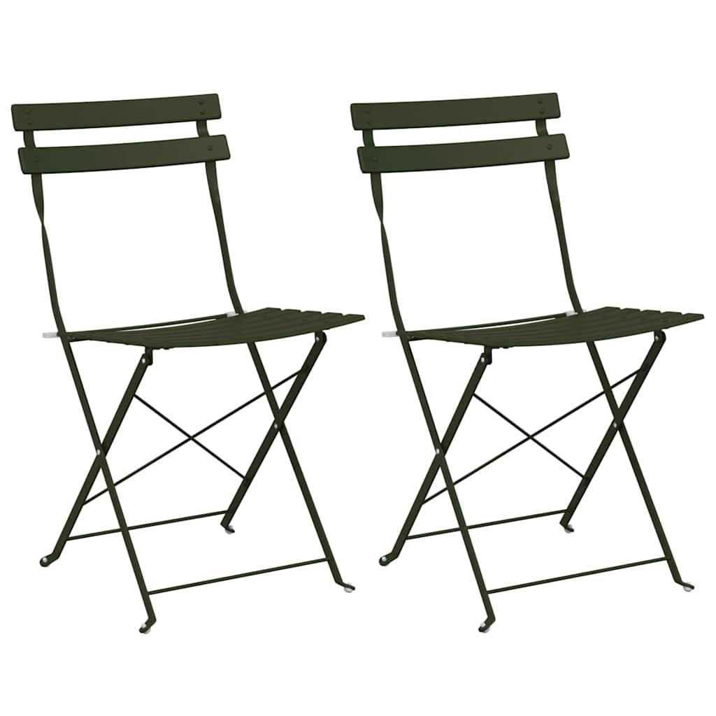 Garden Folding Chair Folding 2 pcs Green 42 x 46 x 82cm Steel
